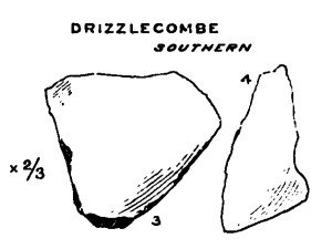 Two fragments of pottery from Drizzlecombe Southern Cist